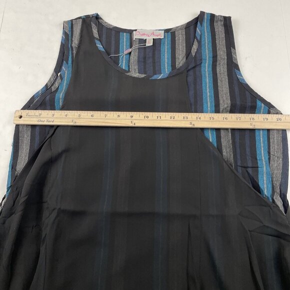 Pretty Angel Two Piece Multi layer Dress Tunic Women’s L Striped Teal Black - Picture 5 of 11
